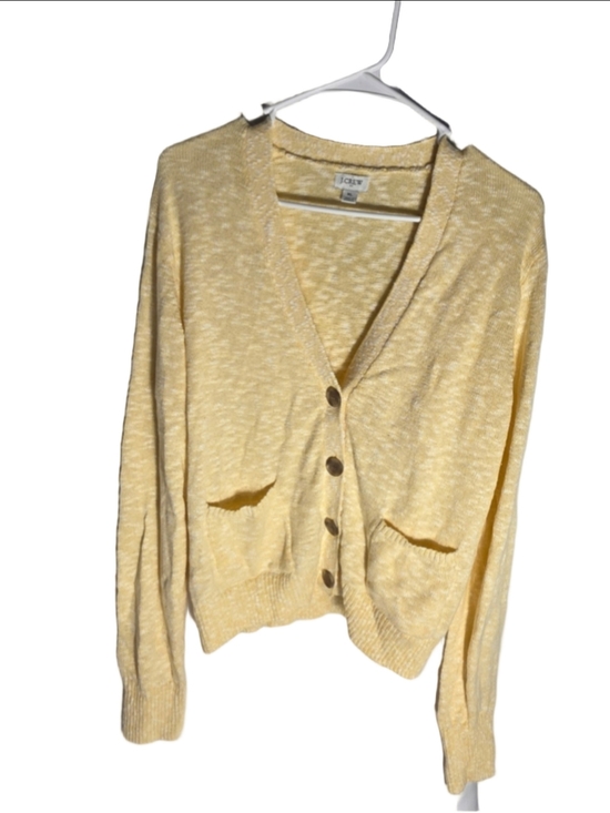 J. Crew Factory Sweaters - Women's J.Crew Cardigan Sweater XL Yellow White V-Neck Button Front cottagecore